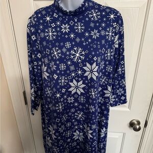 NEW Celebrate Together Women’s Holiday Christmas Snowflake Blue Dress Med NWT